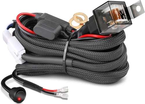 Vista 8 de Nirider - Arnés de cableado de 1 cable, 12 V, 40 A, interruptor basculante, fusible, kit de arnés de cableado de nailon para barras de luz LED