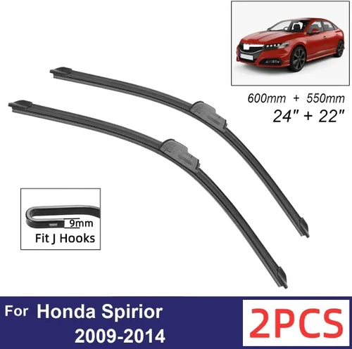 Vista 2 de Car Wiper Compatible with Honda Spirior 2009-2014 Front Wiper Blades Soft Rubber Windscreen Wipers Auto Windshield 24"+22" 600mm + 550mm