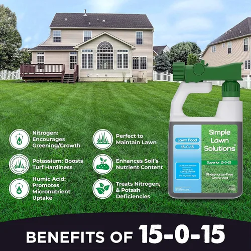 Vista 4 de Paquete de 15-0-15 de 32 onzas y 15-0-15 de 1 galón, fertilizante líquido para alimentos para césped - Simple Lawn Solutions