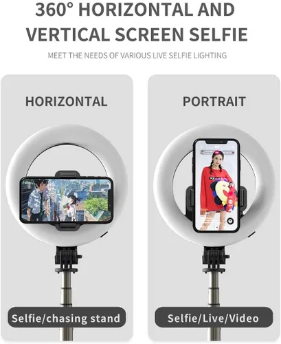 Vista 3 de BoxWave Stand and Mount Compatible with Huawei P60 - RingLight SelfiePod, Selfie Stick Extendable Arm with Ring Light - Jet Black