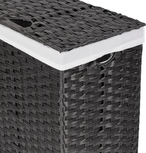 Vista 7 de Seville Classics Cesta de Lavandería Portátil Tejida a Mano Premium con Asas de Transporte, Almacenamiento Doméstico para Ropa, Ropa de Cama, Negro