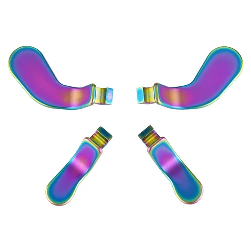 eXtremeRate 4 palas metálicas de acero inoxidable arcoíris aura, azul y morado, cerraduras de gatillo intercambiables de repuesto para Xbox One