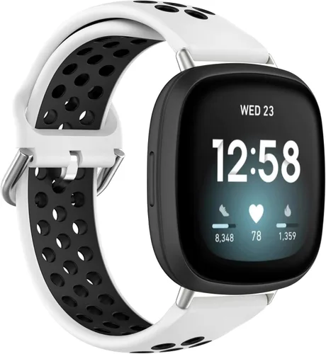 Vista 15 de BabyValley Correa compatible con Fitbit Versa 4/Versa 3/Sense Banda de silicona + conector de metal Correa de pulsera transpirable Correa de reloj