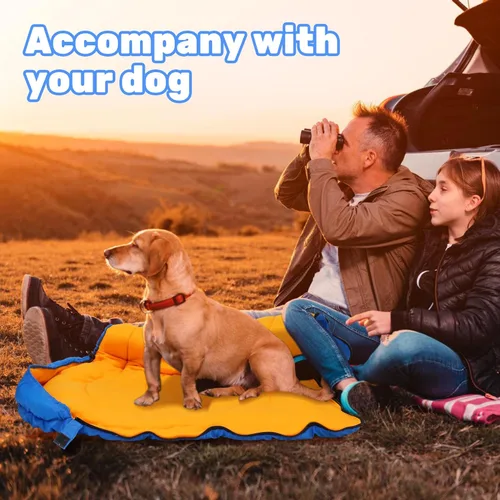 Vista 6 de Lifeunion - Saco de dormir para perros con bolsa de almacenamiento, impermeable, cálido, plegable, para viajes, camping, senderismo, mochilero (azul)