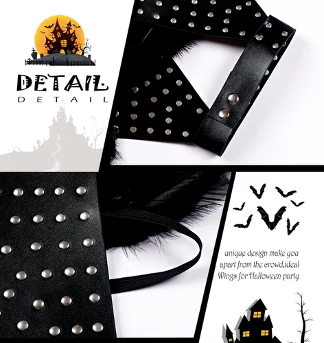 Vista 4 de L'VOW Paquete de 2 piezas de charreteras de plumas naturales con correa de hombro para Halloween