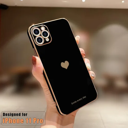 Vista 2 de Teageo Funda para iPhone 11 Pro para niñas y mujeres, lindo corazón de amor, cubierta trasera suave, protección completa de la cámara, parachoques