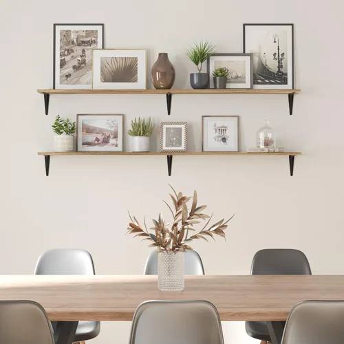 Vista 7 de Wallniture Arras - Estantes flotantes de 60 pulgadas de largo para sala de estar, estantes de pared rústicos, decoración de dormitorio, estante