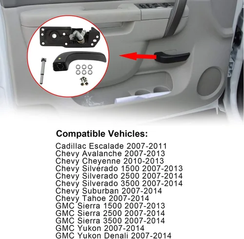 Vista 2 de 20833606 - Kit de manija de puerta interior delantera izquierda para Cadillac Escalade 2007-2011 Chevy Avalanche Cheyenne Silverado Suburban Tahoe