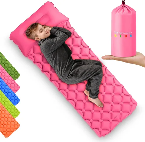 Vista 8 de Kids Sleeping Pad for Camping and Sleepovers with Pillow, Inflatable Camping Mattress for Backpacking & Travel, Thick Toddler Cot Mat, Fast