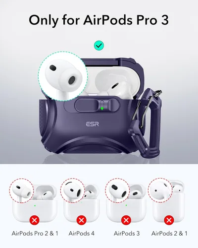 Vista 3 de ESR Funda para AirPods Pro 3 (2025), Compatible con Funda de AirPods Pro de 3ª Generación (Cable USB-C), MagSafe Sin Esfuerzo, Bloqueo a Prueba