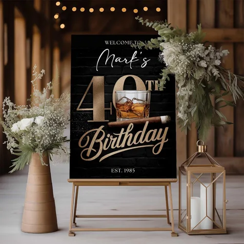 Vista 10 de 90th Birthday Welcome Sign with Photo, 90 Years Loved Poster, Personalized Milestone Celebration Decoration, Elegant Entryway Display, Custom Party