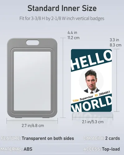 Vista 32 de Uniclife Paquete de 3 Portacarnet Deslizante con Ventanas de Doble Cara Funda Vertical de Plástico Duro Negro Bolsa Protectora de Tarjetas