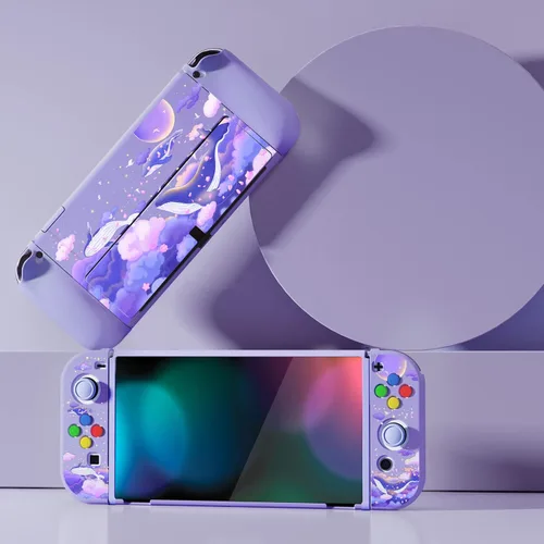 Vista 3 de PlayVital ZealProtect - Funda protectora suave para Nintendo Switch OLED, protector flexible Joycon Grip Cover para Nintendo Switch OLED