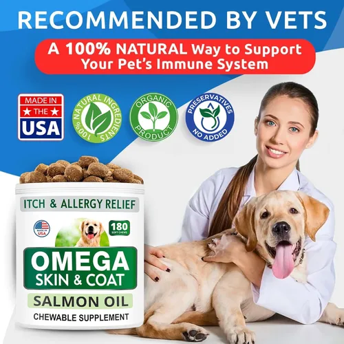 Vista 7 de BARK&SPARK Omega 3 para perros - 180 golosinas de aceite de pescado para la muda de pelo de perros, masticables para alergias en la piel, alivio