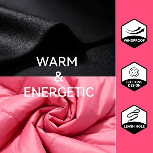 Vista 8 de LESYPET Abrigo para Perros Pequeños, Chaqueta Acolchada a Prueba de Viento para Perros con Agujero para Correa, Chaqueta Extra Cálida para Perro Rosa