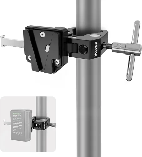 NEEWER Abrazadera de batería V-Lock con abrazadera de trípode, soporte de cardán y varilla de 0.591 in, compatible con baterías FXLION Sony, Neewer