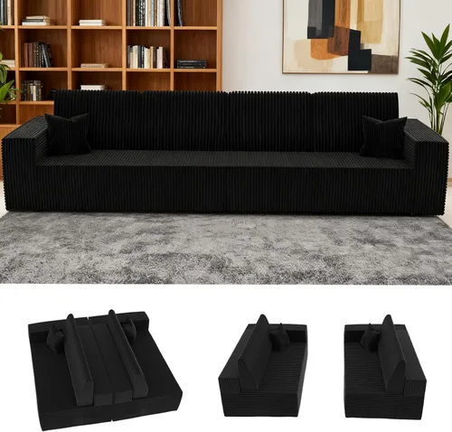 Vista 22 de Sofá modular sin huesos, sofá modular Cloud con diván en forma de L, sofás tapizados modernos para sala de estar y dormitorio, no requiere montaje