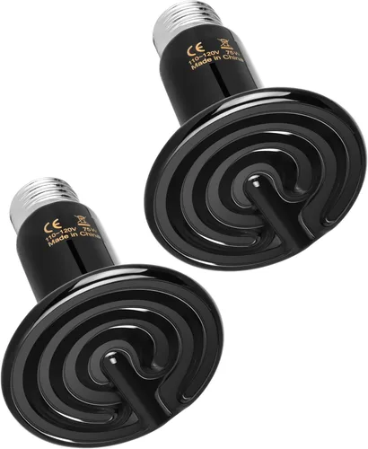 Simple Deluxe 75W Emisor de calor de cerámica de 2 paquetes, lámpara de calor para reptiles sin emisión de luz, bombillas de calor para terrarios de