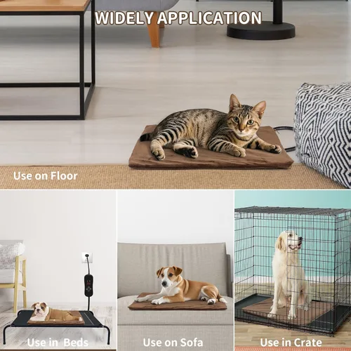 Vista 8 de NAMOTEK Almohadilla térmica para mascotas, temperatura ajustable con temporizador, alfombrilla térmica impermeable con cable resistente a
