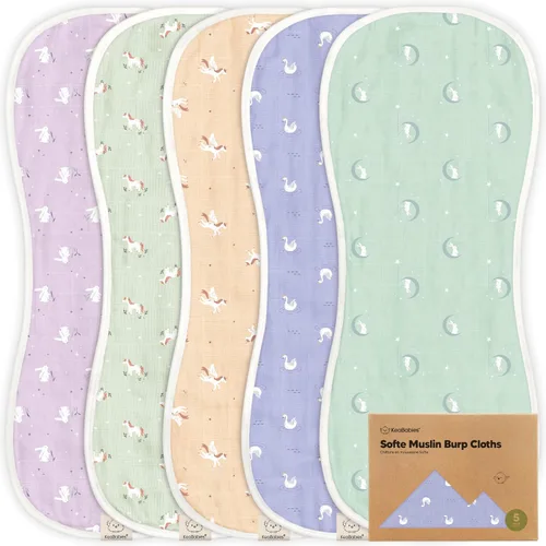 Vista 32 de 5 paquetes de paños de muselina para babero para bebé niño, niña - Paños de babero para bebé muy absorbentes, paños de muselina de algodón de bambú