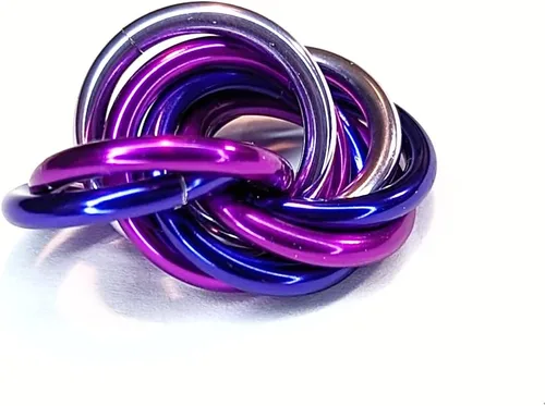 Vista 38 de Bola Fidget Möbii (MultiColor): Herramienta de juguete silenciosa para aliviar el estrés, ansiedad y estimular el ADHD para el hogar, viajes, Cromo