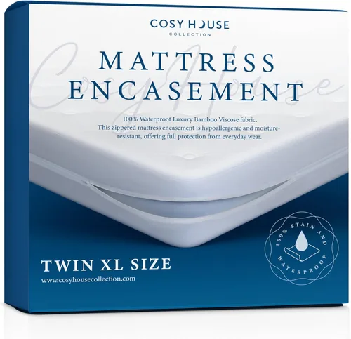 Vista 12 de Cosy House Collection Funda de colchón de lujo con cremallera, artículos esenciales para dormitorio universitario, 100% impermeable, rayón derivado