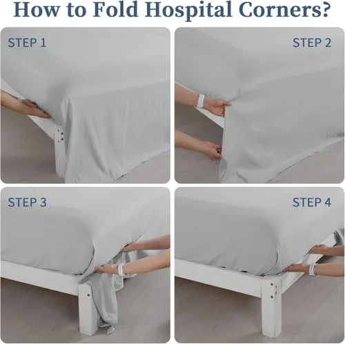 Vista 4 de HOMBYS Sábanas encimera King extragrandes y extralargas de color gris claro, sábana de cama suave y duradera, sábana encimera lisa y transpirable