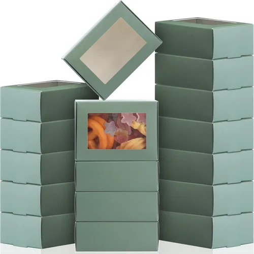 Vista 23 de Zonon 30 cajas de jabón para embalaje casero, mini cajas de papel kraft con ventana para panadería, dulces, jabón, embalaje de regalo