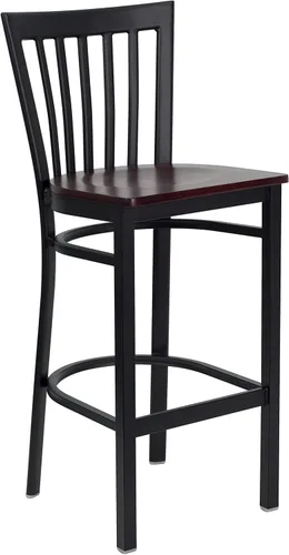 Vista 51 de Flash Furniture HERCULES Series Black School House Back Metal Restaurant Barstool - Asiento de vinilo negro