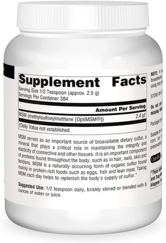 Vista 3 de Source Naturals MSM (Metilsulfonilmetano) Peso neto. 35 onzas (0.04 oz) - Polvo