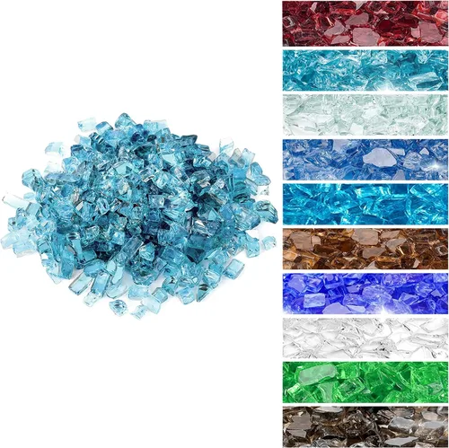 Onlyfire Vidrio de fuego de 10 libras para hoguera de gas propano, rocas de vidrio de 1/2 pulgada de alto brillo para mesa de hoguera, azul