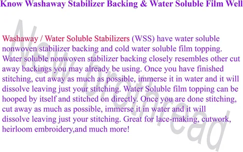 Vista 4 de New Brothread Peso Ligero Transparente Lavable - Película de Acabado de Bordado Soluble en Agua - Rollo de 10"x10 Yardas - Corta en Varios Tamaños