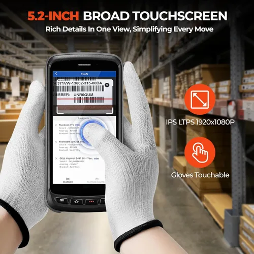 Vista 8 de MUNBYN Escáner de código de barras Android pantalla completa, computadora móvil 8000mAh, motor 1D/2D QR Zebra SE4710, portátil Android 13, PDA