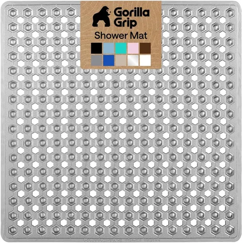 Vista 37 de GORILLA GRIP - Alfombrilla patentada para bañera y ducha, tapete lavable para el piso de la bañera, ventosas y orificios de drenaje para mantener