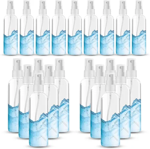 50 botellas de spray pequeñas de 4 onzas (4.1 fl oz), botella de spray de niebla fina transparente, mini botella de spray vacía para el cabello,