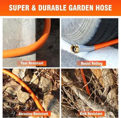 Vista 5 de Manguera de jardín de 50 pies x 5/8 con 10 funciones a prueba de fugas, manguera de agua resistente, accesorios de latón macizo de 3/4 pulgadas