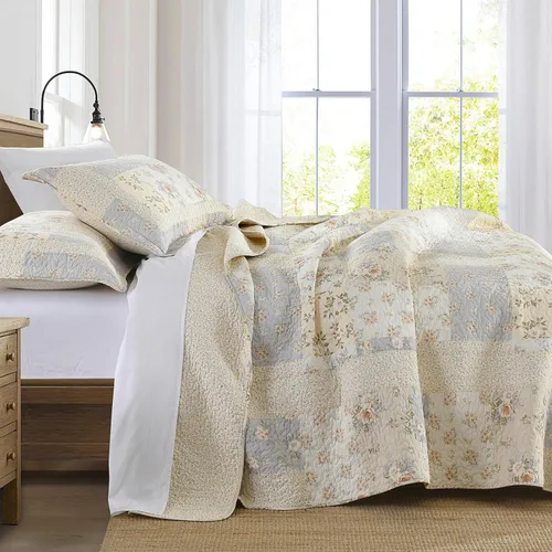 Vista 3 de SahSahCasa Juego de colcha cubrecama edredón de 120"x102" 100% algodón de gran tamaño Queen, colcha acolchada Queen extra grande, cubrecama XL