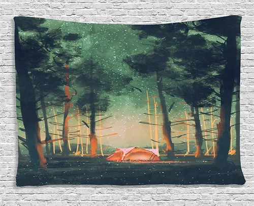 Vista 45 de Ambesonne Tapiz étnico, atrapasueños de estilo bohemio con ilustraciones de plumas y floretes, colgante de pared para dormitorio, sala de estar