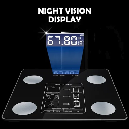 Vista 6 de Báscula inteligente para peso corporal, báscula digital de baño con aplicación de sincronización inteligente, IMC, grasa corporal, masa muscular