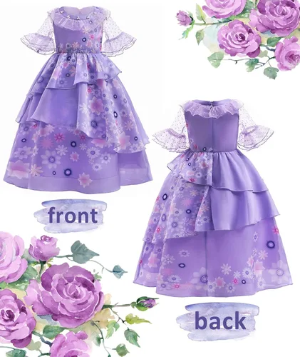 Vista 2 de Vestido Mirabel para niñas disfraz de Mirabel vestido Isabella disfraz de Halloween para niñas y niños