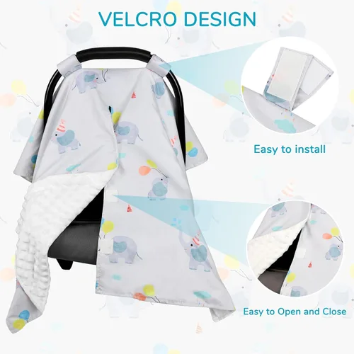 Vista 3 de Peekaboo - Funda de asiento de automóvil para bebé, cubierta de asiento de automóvil con resorte para bebés, niñas y niños, fundas de lactancia