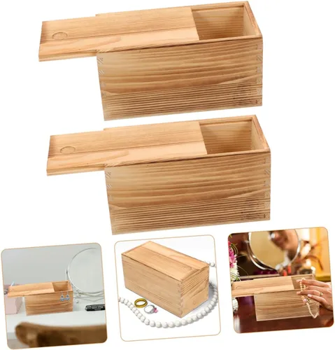 Vista 7 de EXCEART 6 pcs Box Pull Out Wooden Box Retro Decor Woodsy Decor tablescape Decor de Madera Wooden Storage case Jewelry Organizer Tray Small Jewelry