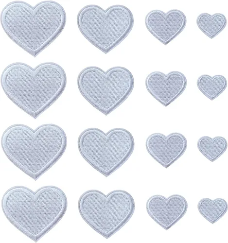Vista 11 de 24 parches para planchar con corazón negro, parches bordados con corazón para ropa, chaquetas, sombreros, mochilas, jeans