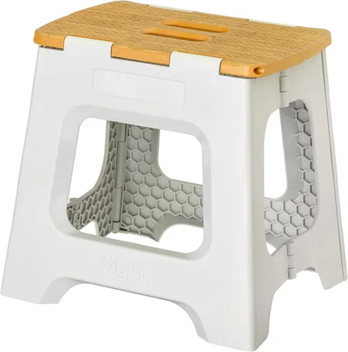 Vista 63 de Vigar Taburete compacto plegable, taburetes de 10-1/2 pulgadas para adultos de hasta 330 libras, taburete ligero, taburete plegable antideslizante