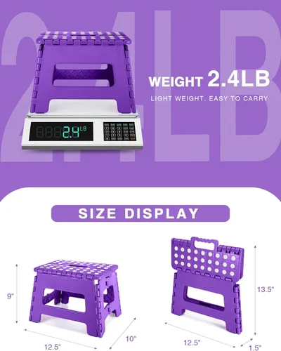 Vista 55 de Dyforce Taburete plegable de 9 pulgadas, taburete para niños, taburetes resistentes para adultos, taburetes de pie compactos, taburetes ligeros