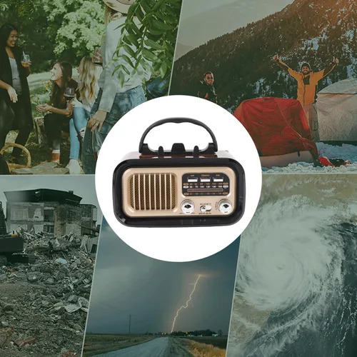 Vista 7 de Radio retro AM FM SW Bluetooth, radios de transistor vintage portátiles con altavoz y antena retráctil, TWS, solarfunciona con bateríarecargable