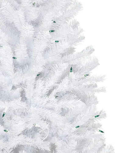 Vista 3 de Árbol de Navidad artificial de abeto blanco de Ginebra preiluminado de 6.5 pies, luces verdes