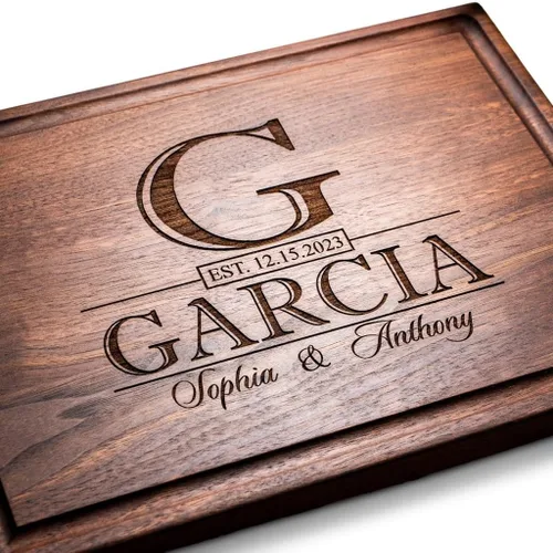 Vista 12 de Tabla de cortar personalizada, idea de regalo de boda, aniversario o inauguración de la casa, charcutería grabada en madera, para parejas