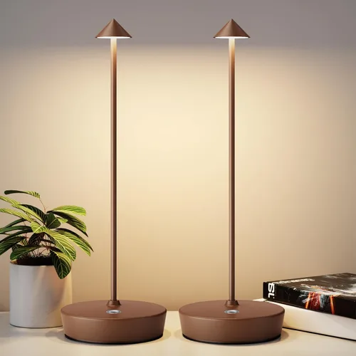 Vista 11 de Paquete de 2 lámparas de mesa inalámbricas recargables, batería LED portátil de 6000 mAh, lámpara de escritorio USB de metal, 3 niveles de luz