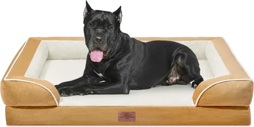Vista 15 de Comfort Expression Cama ortopédica para perros extra grandes de 45 x 35 pulgadas, cama para mascotas XL de espuma tipo caja de huevos impermeable